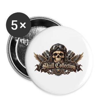 Skull biker biker wings Skull Collection - Buttons groß 56 mm (5er Pack) - Weiß - Vorne
