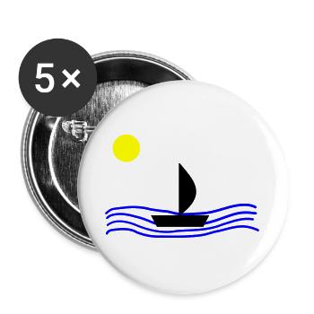 Mit dem Boot auf dem Meer - Buttons groß 56 mm (5er Pack) - Weiß - Vorne
