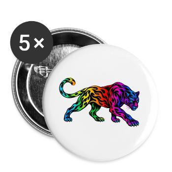 Stammes-Regenbogenpanther - Buttons groß 56 mm (5er Pack) - Weiß - Vorne