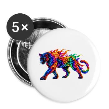 Regenbogen-Brennende Panther - Buttons groß 56 mm (5er Pack) - Weiß - Vorne