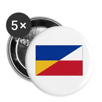 Ukraine-Polnische Flagge – Ukrainische und Polnische Einheit - Buttons groß 56 mm (5er Pack) - Weiß - Vorne