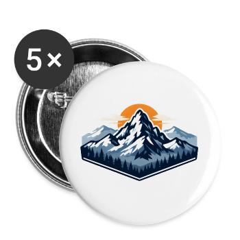 Berglandschaft Sonnenaufgang - Buttons groß 56 mm (5er Pack) - Weiß - Vorne