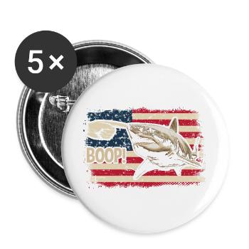 Funny Shark Boop The Snoot American Flag Patriotic - Buttons groß 56 mm (5er Pack) - Weiß - Vorne