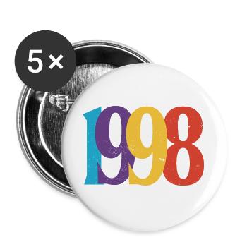 Geboren 1998 Geburtstagsgeschenk Geburtstag 98 - Buttons groß 56 mm (5er Pack) - Weiß - Vorne