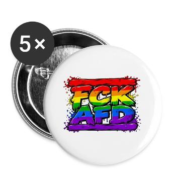Regenbogen Graffiti AFD Widerstand - Buttons groß 56 mm (5er Pack) - Weiß - Vorne