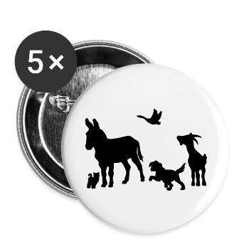 Logo - Tiere im Einklang - Buttons groß 56 mm (5er Pack) - Weiß - Vorne