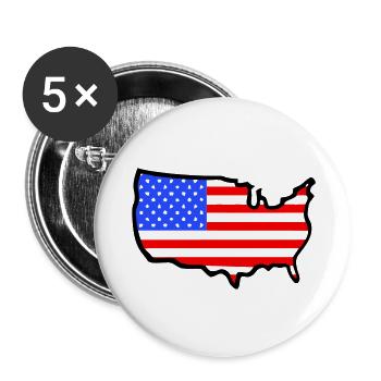 USA Flag Country Outline - Buttons large 2.2''/56 mm (5-pack) - white - Front