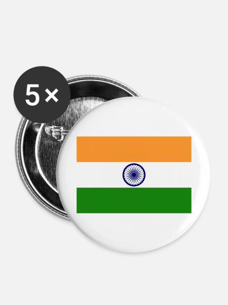 indien, Fahne, Flagge, india - Buttons groß 56 mm (5er Pack) - Weiß