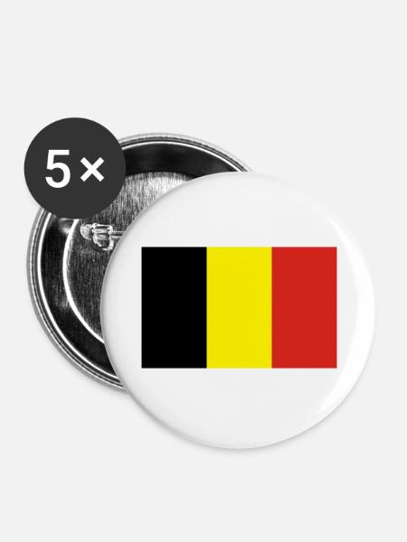 Belgien - Buttons groß 56 mm (5er Pack) - Weiß