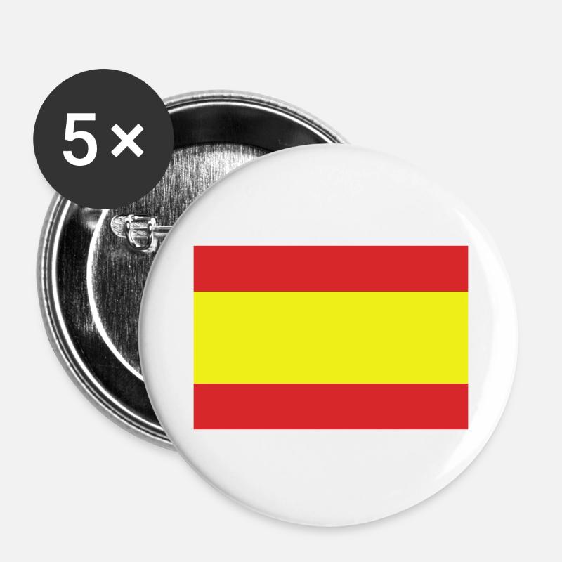 Spain - Flag - Buttons large 2.2''/56 mm (5-pack) - white