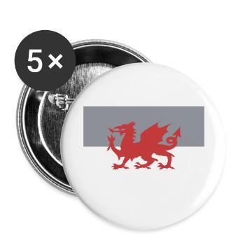 Wales - Flag - Buttons large 2.2''/56 mm (5-pack) - white - Front