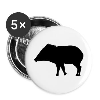 Sanglier - Lot de 5 grands badges (56 mm) - blanc - Devant