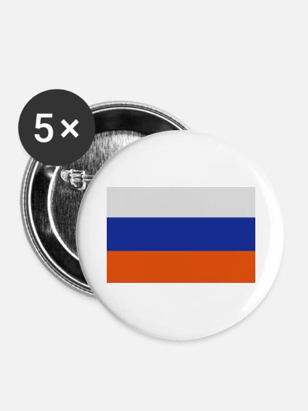 Russische Flagge - Buttons groß 56 mm (5er Pack) - Weiß