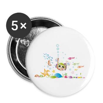 Taucher - Buttons groß 56 mm (5er Pack) - Weiß - Vorne