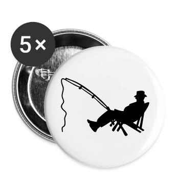 Angler am Strand / fisher in deckchair (1c) - Buttons large 2.2''/56 mm (5-pack) - white - Front