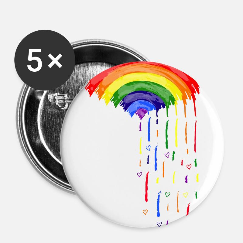 Love Rainbow Rain - Buttons large 2.2''/56 mm (5-pack) - white