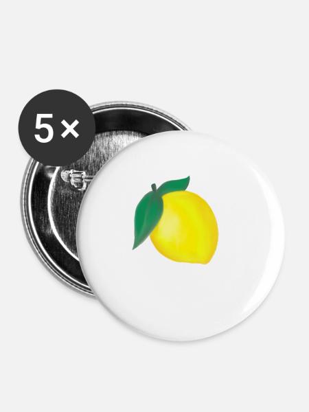 Zitrone - Buttons groß 56 mm (5er Pack) - Weiß