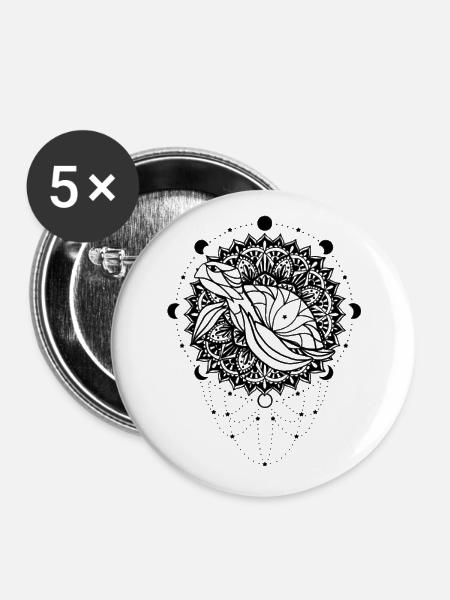 Schildkröte – Krafttier - Buttons groß 56 mm (5er Pack) - Weiß