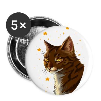Brambleclaw Bramblestar Brombeerkralle Katze Tiger - Buttons groß 56 mm (5er Pack) - Weiß - Vorne