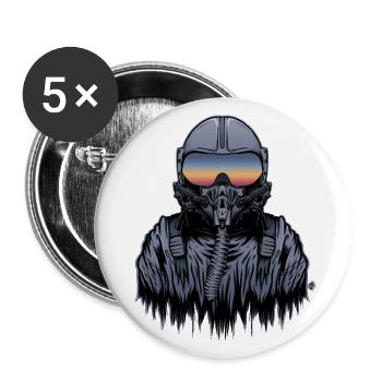 Pilote de chasse - Lot de 5 grands badges (56 mm) - blanc - Devant