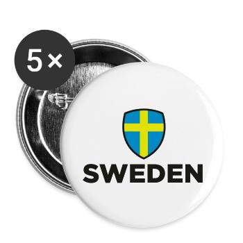 Nationalflagge von Schweden - Buttons groß 56 mm (5er Pack) - Weiß - Vorne