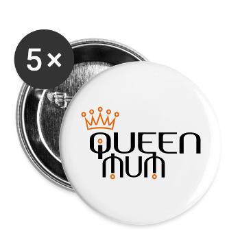 QUEEN MUM mit Krone - Buttons groß 56 mm (5er Pack) - Weiß - Vorne