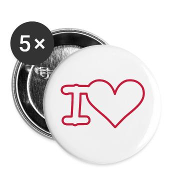 i love - Buttons groß 56 mm (5er Pack) - Weiß - Vorne