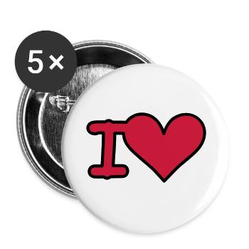 i love - Buttons groß 56 mm (5er Pack) - Weiß - Vorne