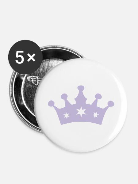 Princess Crown - Buttons groß 56 mm (5er Pack) - Weiß
