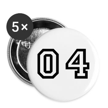 Nummer - 04 - Null vier - Buttons groß 56 mm (5er Pack) - Weiß - Vorne