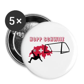 Hopp Schwiiz - Buttons groß 56 mm (5er Pack) - Weiß - Vorne