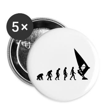 Die Evolution von Windsurfing - Buttons groß 56 mm (5er Pack) - Weiß - Vorne