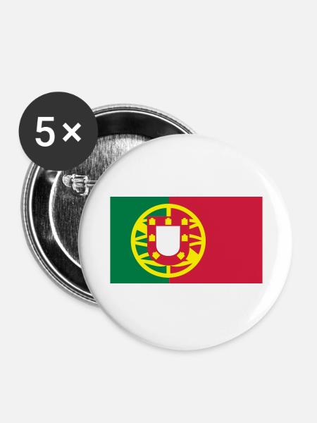 portugiesische Fahne - Buttons groß 56 mm (5er Pack) - Weiß