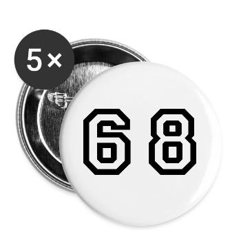 Number - 68 - Sixty Eight - Buttons groß 56 mm (5er Pack) - Weiß - Vorne