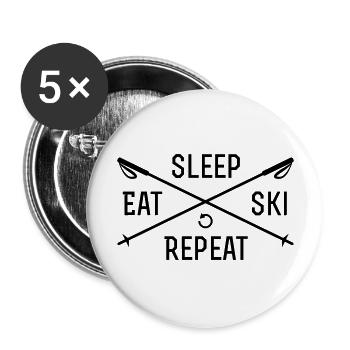 sleep eat ski repeat - Buttons groß 56 mm (5er Pack) - Weiß - Vorne