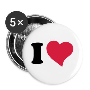 I love ... - Buttons large 2.2''/56 mm (5-pack) - white - Front