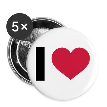 I LOVE - Lot de 5 grands badges (56 mm) - blanc - Devant