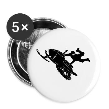Snowmobil, Snowboarder, Snowboarden, Freestyle - Buttons groß 56 mm (5er Pack) - Weiß - Vorne