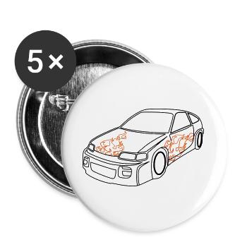 Voitures de sport, Voitures de course, Automobiles - Lot de 5 grands badges (56 mm) - blanc - Devant