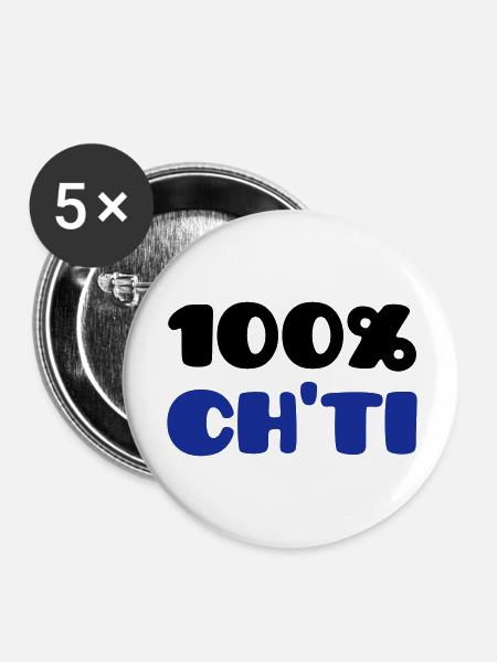 100% Ch'ti (V) - Buttons large 2.2''/56 mm (5-pack) - white
