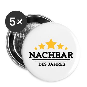 nachbar des Jahres - Buttons groß 56 mm (5er Pack) - Weiß - Vorne