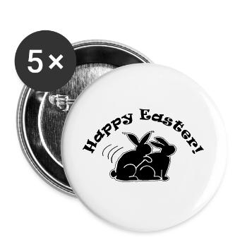 Hasen lustig Osterhasen frohe Ostern - Buttons groß 56 mm (5er Pack) - Weiß - Vorne