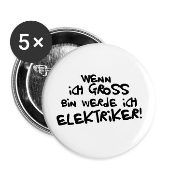 Ich werde Elektriker - Buttons groß 56 mm (5er Pack) - Weiß - Vorne
