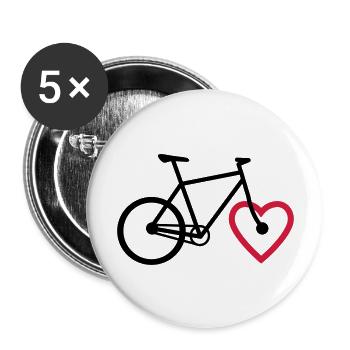 love bike - Buttons groß 56 mm (5er Pack) - Weiß - Vorne
