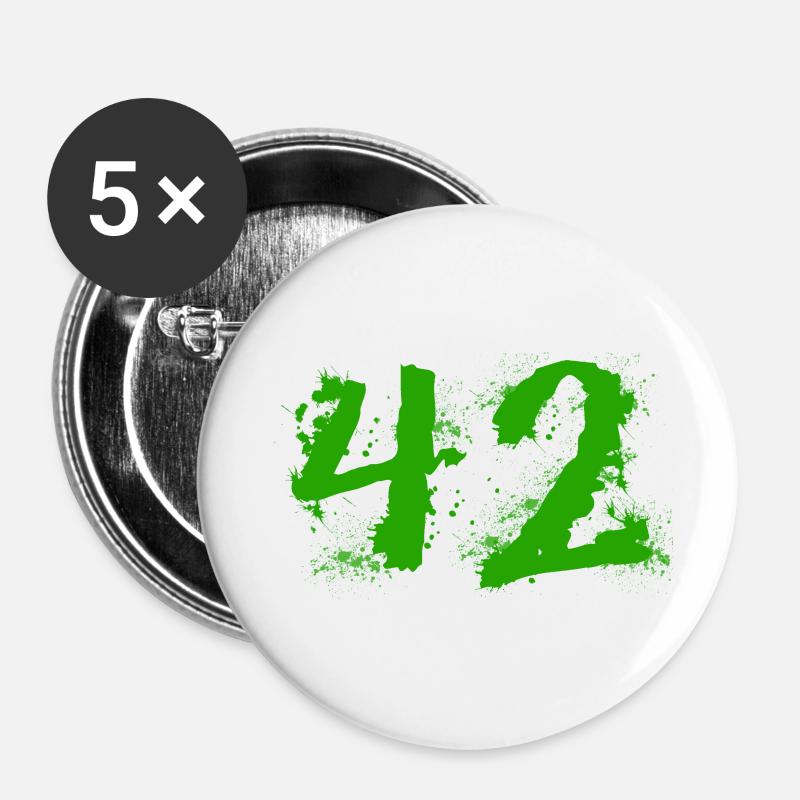 Die Antwort auf alles: 42 - Buttons groß 56 mm (5er Pack) - Weiß