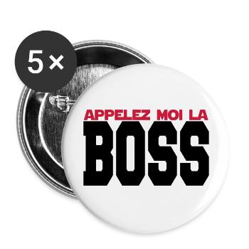 appelez moi la boss - Lot de 5 grands badges (56 mm) - blanc - Devant