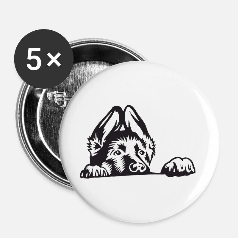 German shepherd - Buttons large 2.2''/56 mm (5-pack) - white