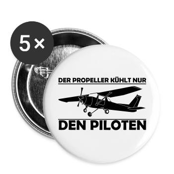 Cessna Motorflugzeug Geschenk - Buttons groß 56 mm (5er Pack) - Weiß - Vorne