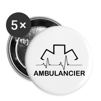 ambulancier entreprise logo - Lot de 5 grands badges (56 mm) - blanc - Devant