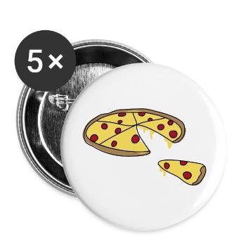 Pizza - Buttons groß 56 mm (5er Pack) - Weiß - Vorne